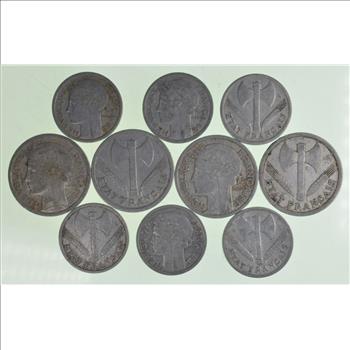 WWII World War 2 Era Lot of French Aluminum Coins Collection Lot