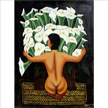 Nude with Calla Lilies – Reproduction By Diego Rivera Oil on Canvas