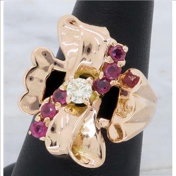 14K Rose Gold Diamond and Ruby Ring