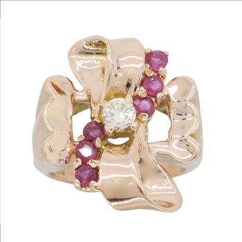 14K Rose Gold Diamond and Ruby Ring