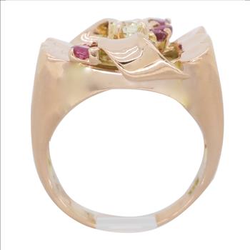 14K Rose Gold Diamond and Ruby Ring