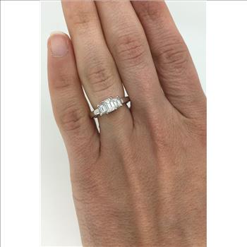 Three Stone Emerald Cut Diamond Ring
