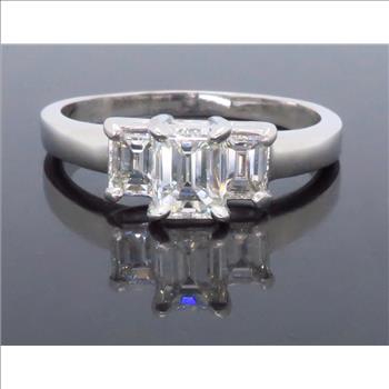 Three Stone Emerald Cut Diamond Ring