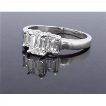 Three Stone Emerald Cut Diamond Ring