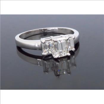 Three Stone Emerald Cut Diamond Ring