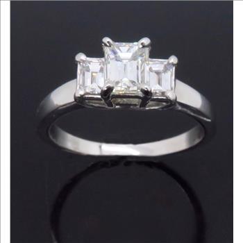 Three Stone Emerald Cut Diamond Ring
