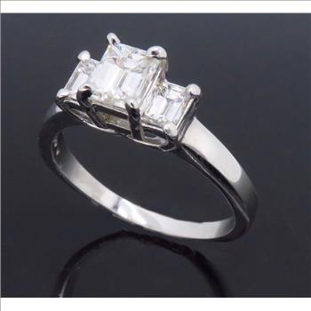 Three Stone Emerald Cut Diamond Ring