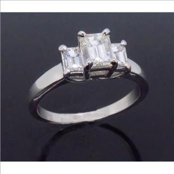 Three Stone Emerald Cut Diamond Ring