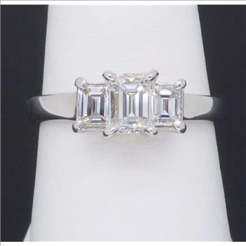 Three Stone Emerald Cut Diamond Ring