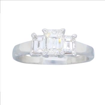 Three Stone Emerald Cut Diamond Ring
