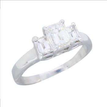 Three Stone Emerald Cut Diamond Ring