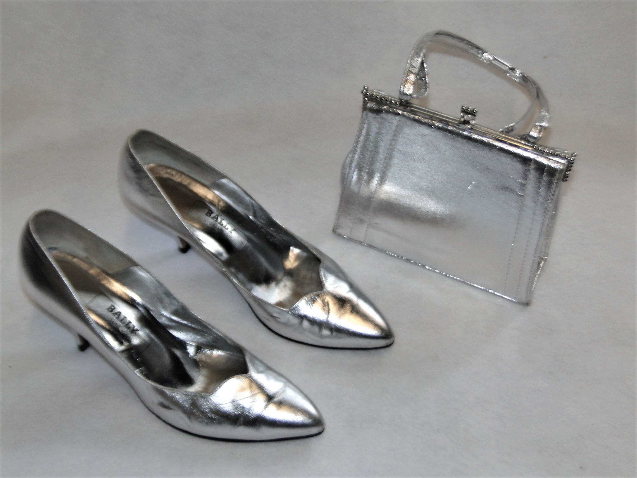 Silver Shoes Bally & Silver Handbag Property Room