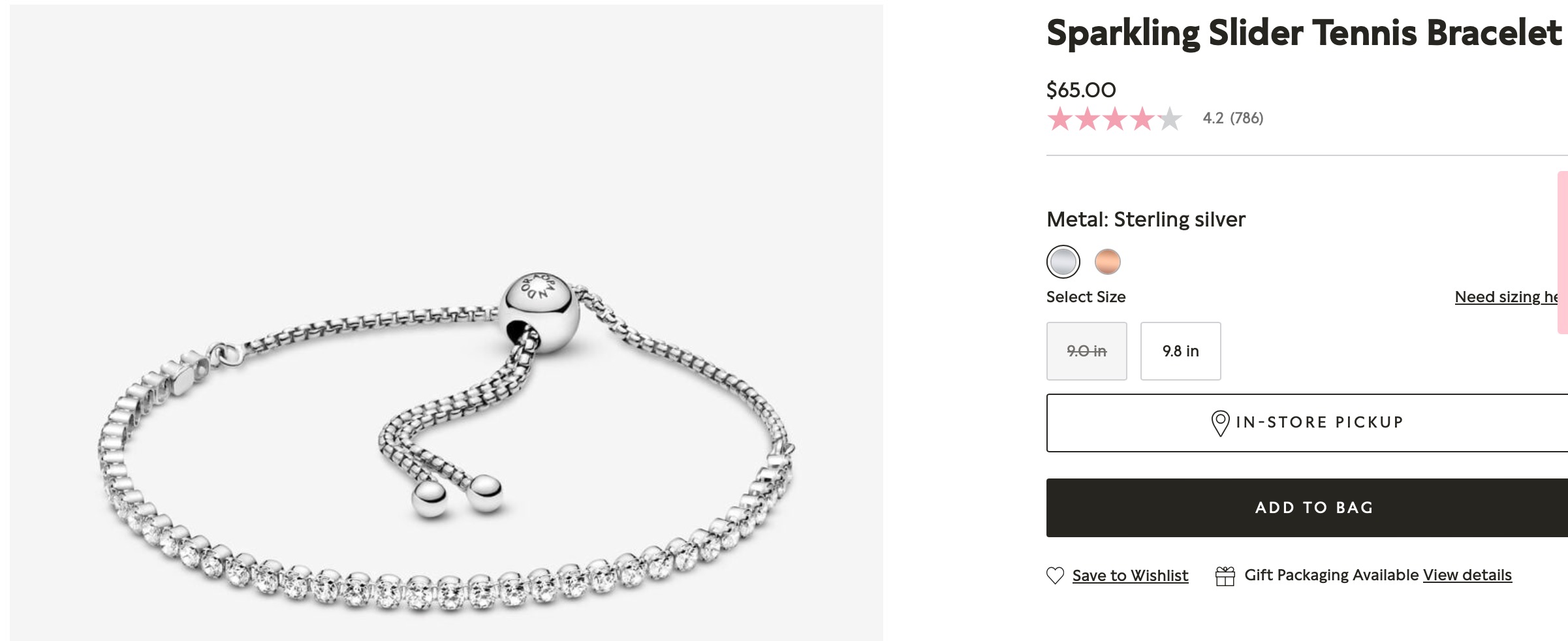 Pandora Sparkling Slider Tennis Bracelet Property Room