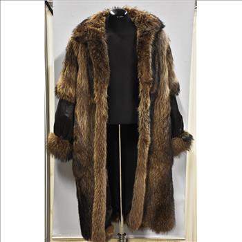 Designer Racoon and Leather Fur Coat - Size L/XL - $3,500.00 Value