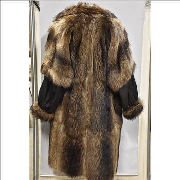 Designer Racoon and Leather Fur Coat - Size L/XL - $3,500.00 Value