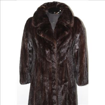 Dark Mohogany  Full Length Mink Coat with Mink Belt- Size S