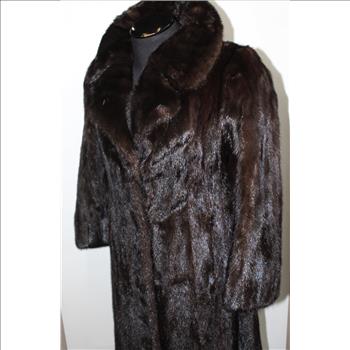 Dark Mohogany  Full Length Mink Coat with Mink Belt- Size S
