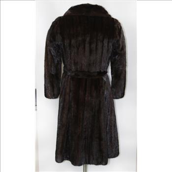 Dark Mohogany  Full Length Mink Coat with Mink Belt- Size S