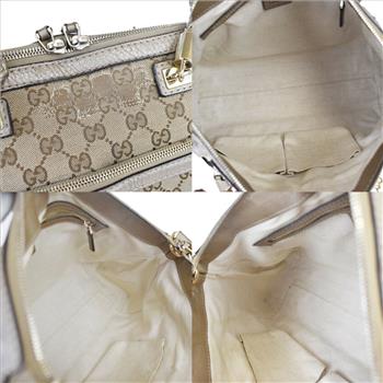 GUCCI GG Pattern Bamboo Shoulder Bag Canvas Leather Brown Italy