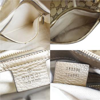 GUCCI GG Pattern Bamboo Shoulder Bag Canvas Leather Brown Italy