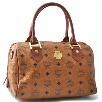 MCM Cognac Visetos  Speedy Leather HandBag