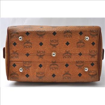 MCM Cognac Visetos  Speedy Leather HandBag