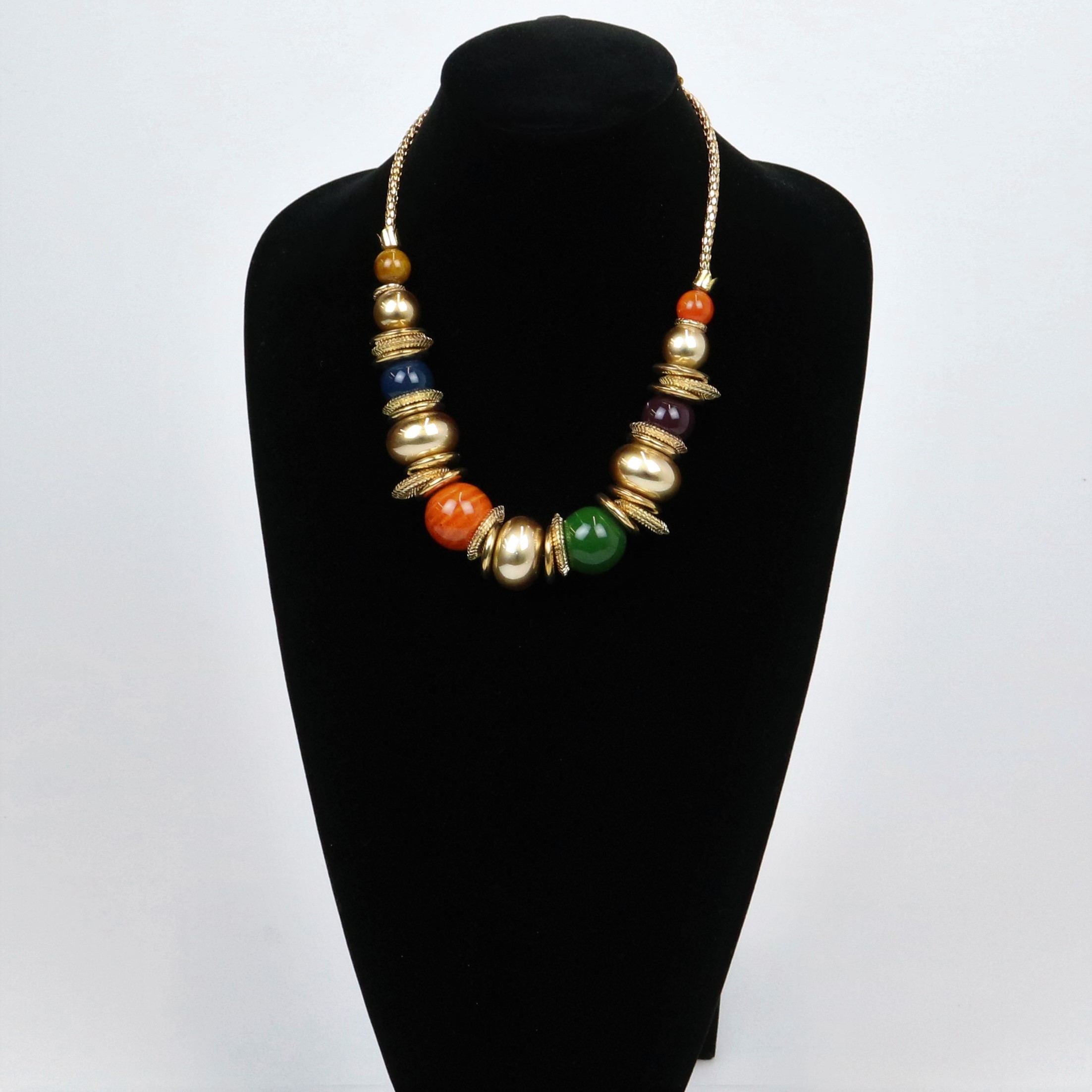 Colorful Large Gold Beaded Necklace Property Room