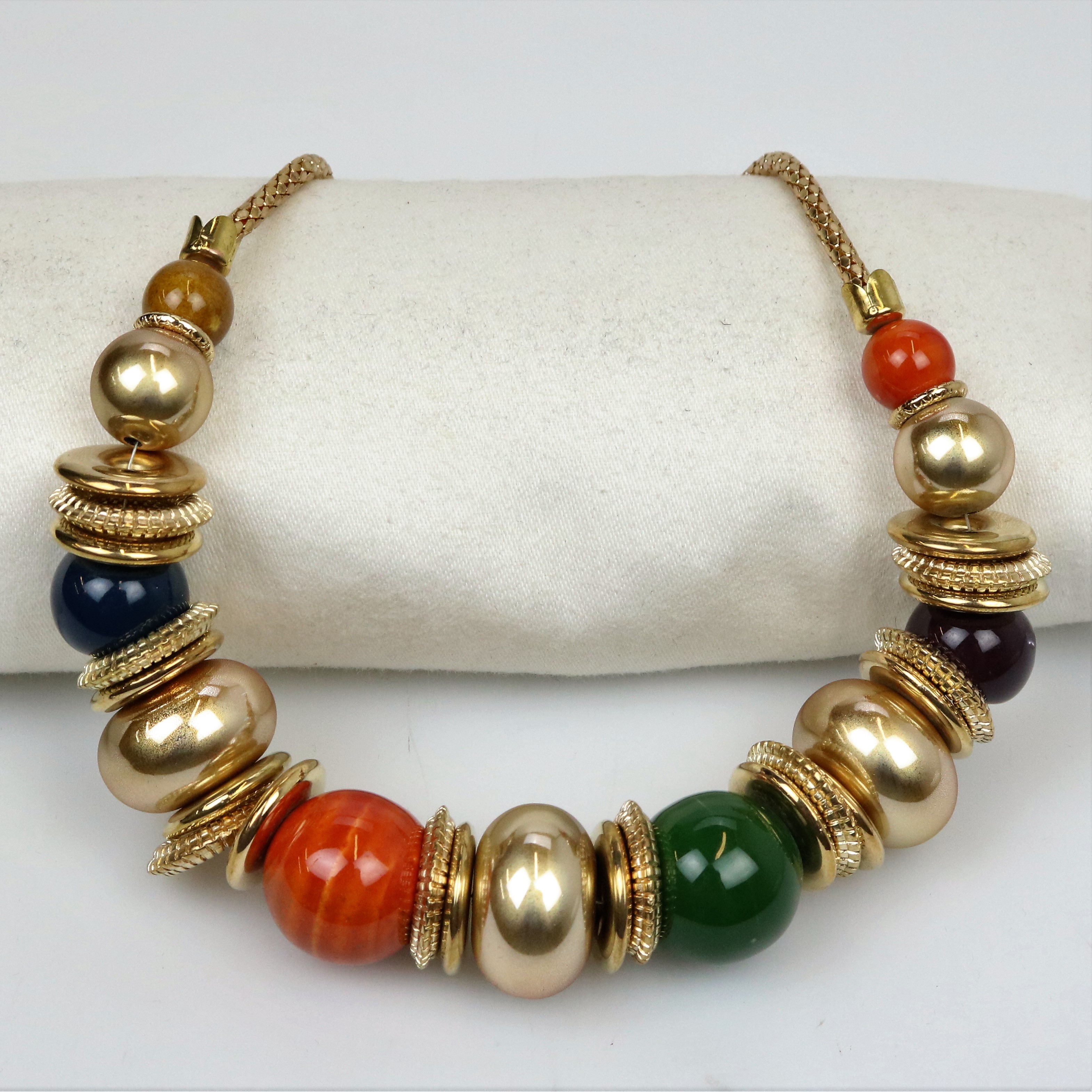 Colorful Large Gold Beaded Necklace Property Room