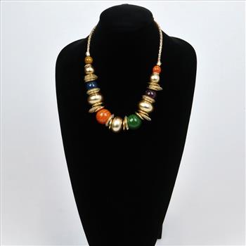 Colorful Large Gold Beaded Necklace