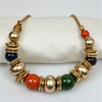 Colorful Large Gold Beaded Necklace