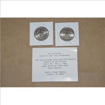 Civil War Coin Collection Colorized Half Dollars