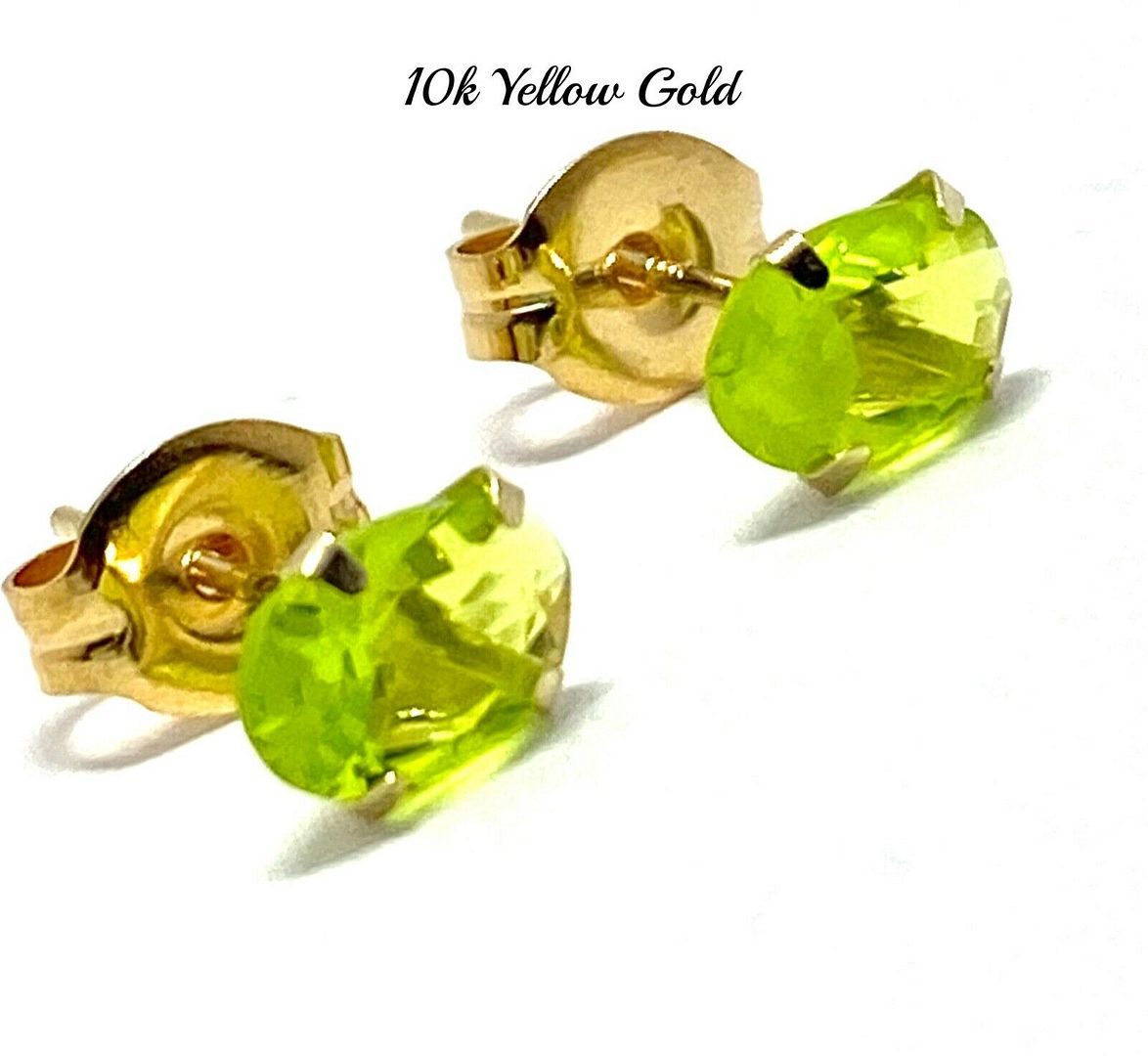 10k Yellow Gold 6x4mm Oval Cut Peridot Stud Earrings Beautifully Dainty