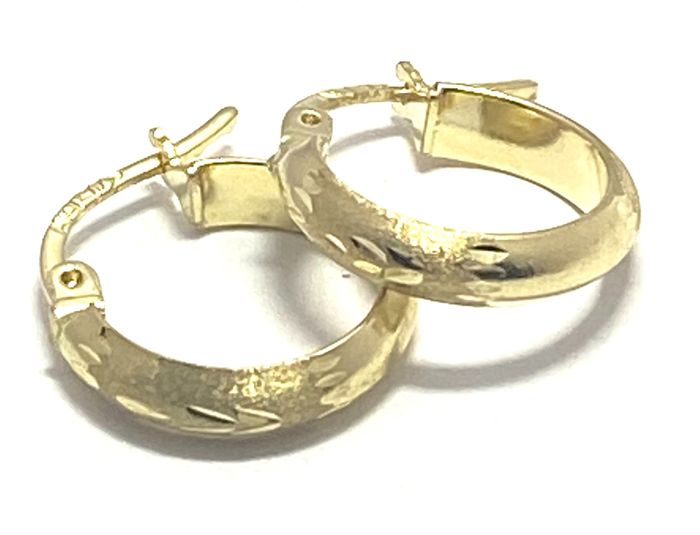10k yellow gold diamond cut hoop earrings Outlet