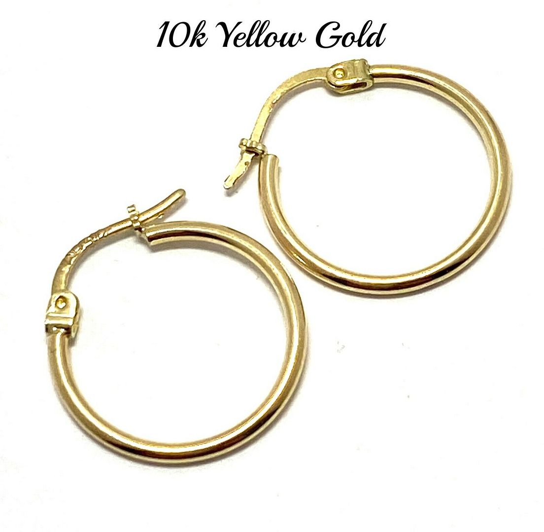 10k Yellow Gold Hoop Earrings 3/4" in Diameter Beautifully Dainty