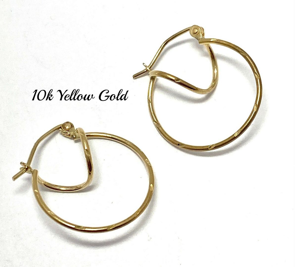 10k Yellow Gold Hoop Earrings 9/16" in Diameter Beautifully Dainty