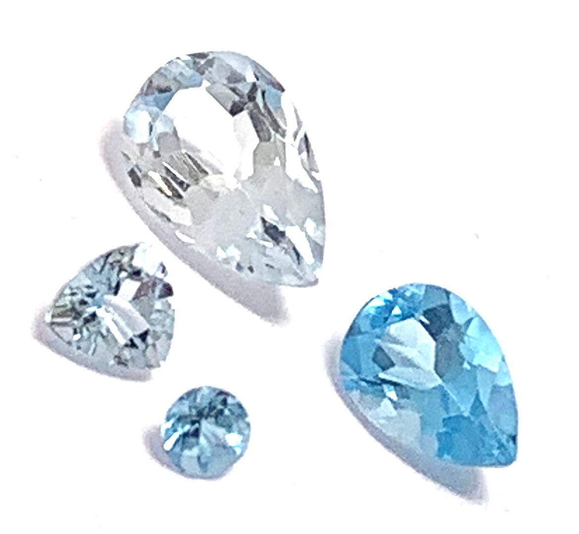 1.52ctw Lot of 4 Natural Brazilian Untreated Blue Topaz Gemstones