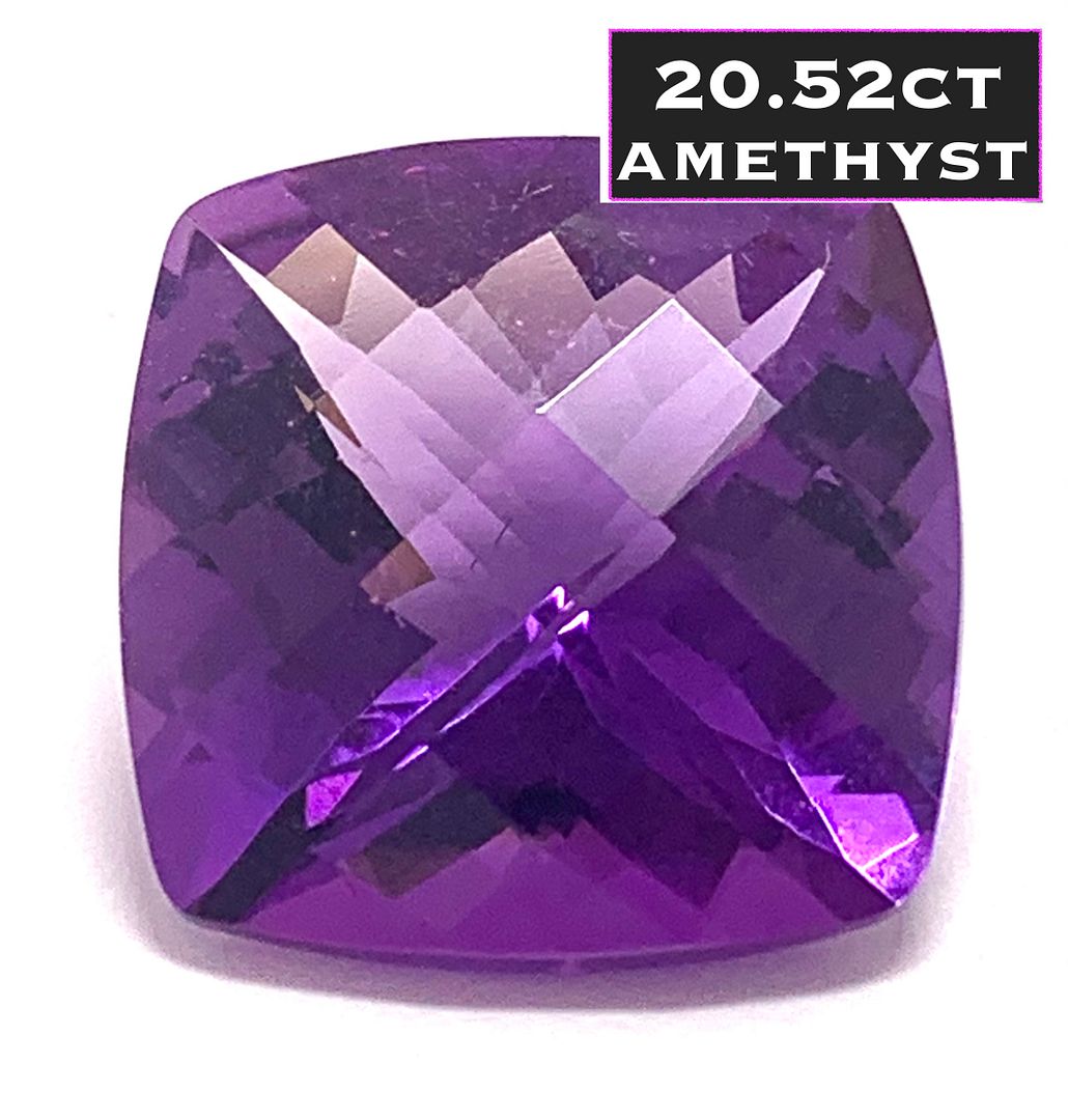 20.52ctw Large Natural Cushion Cut Loose Brazilian Amethyst Gemstone 17X17 mm