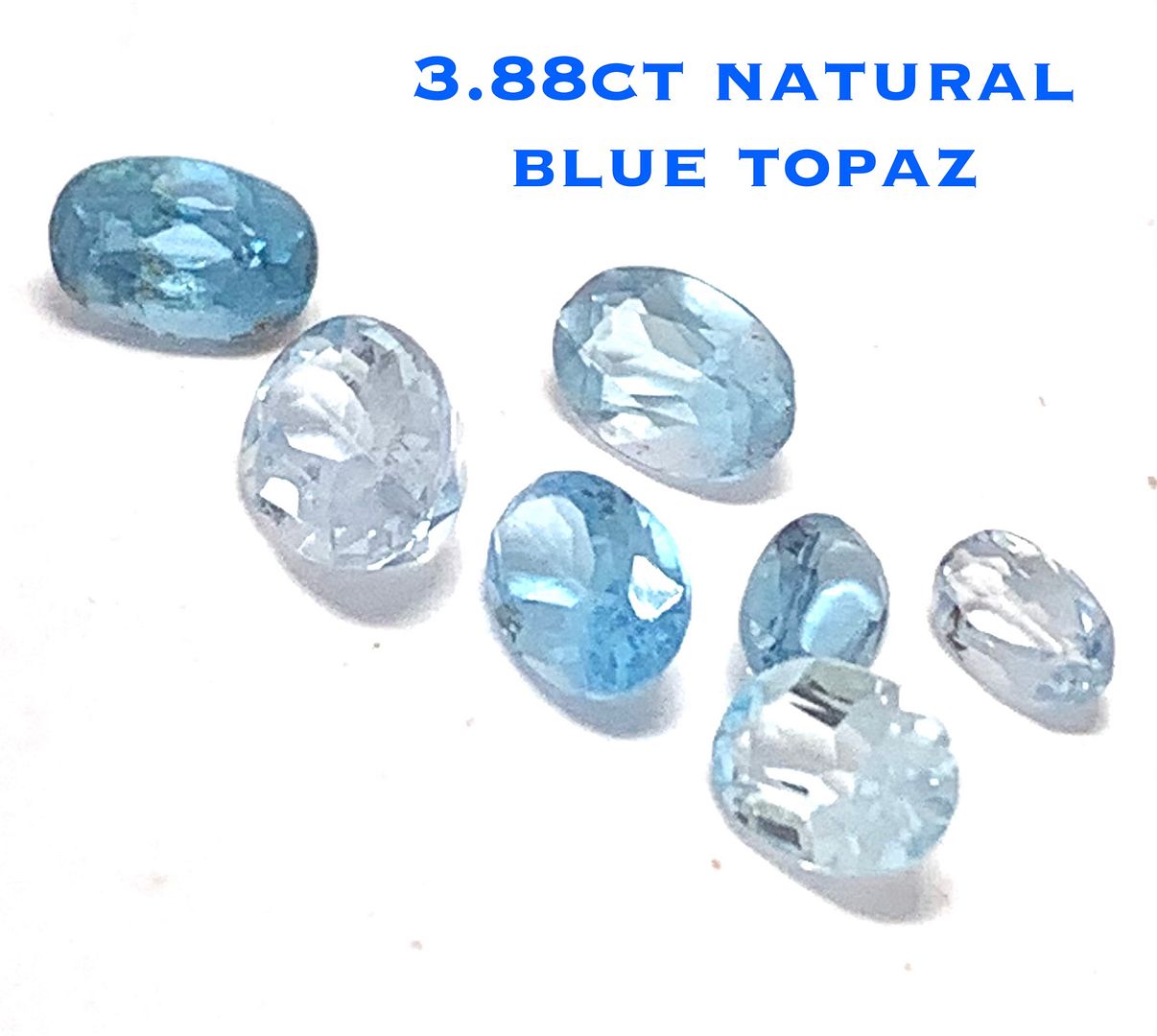 3.88ctw Lot of  Natural Brazilian Untreated Blue Topaz Gemstones