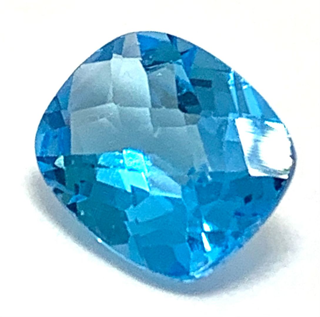 4.05ctw Natural Brazilian Cushion Cut Swiss Blue Topaz Gemstone 11X9 mm