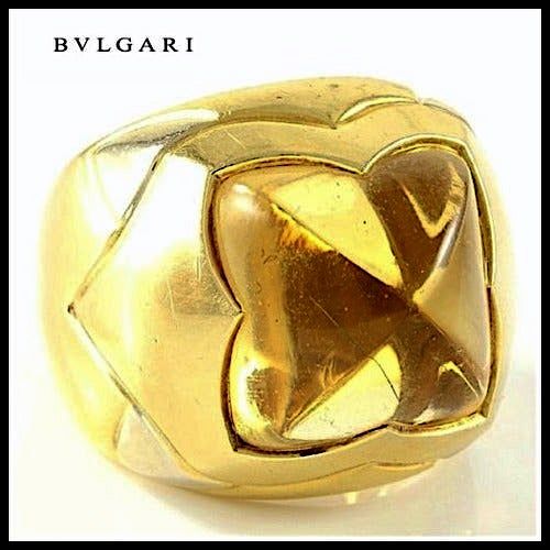 Estate   Bvlgari   18K Multi-Gold Citrine "Piramide" Ring sz 5 (BV14)