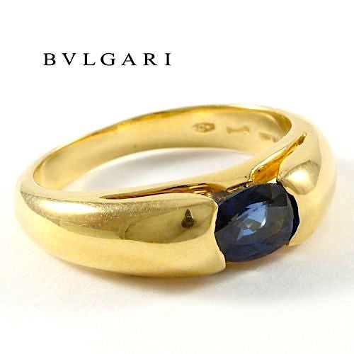 Estate BVLGARI   18k Yellow Gold Sapphire Ring size 5