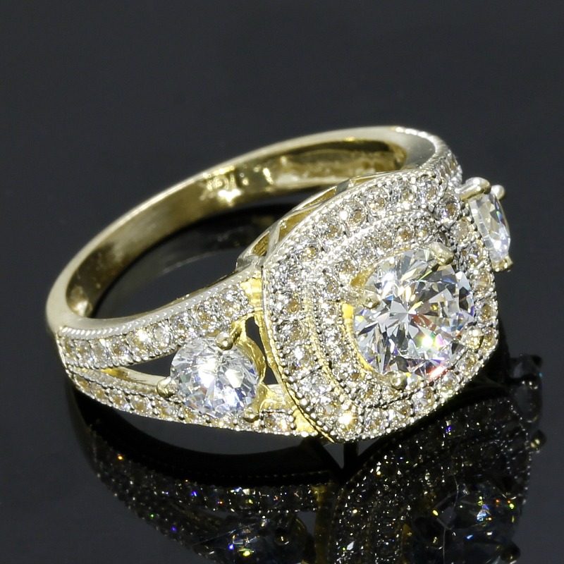 Solid 10k Yellow Gold, 2.00ctw AAA Grade Russian CZ Engagement Ring