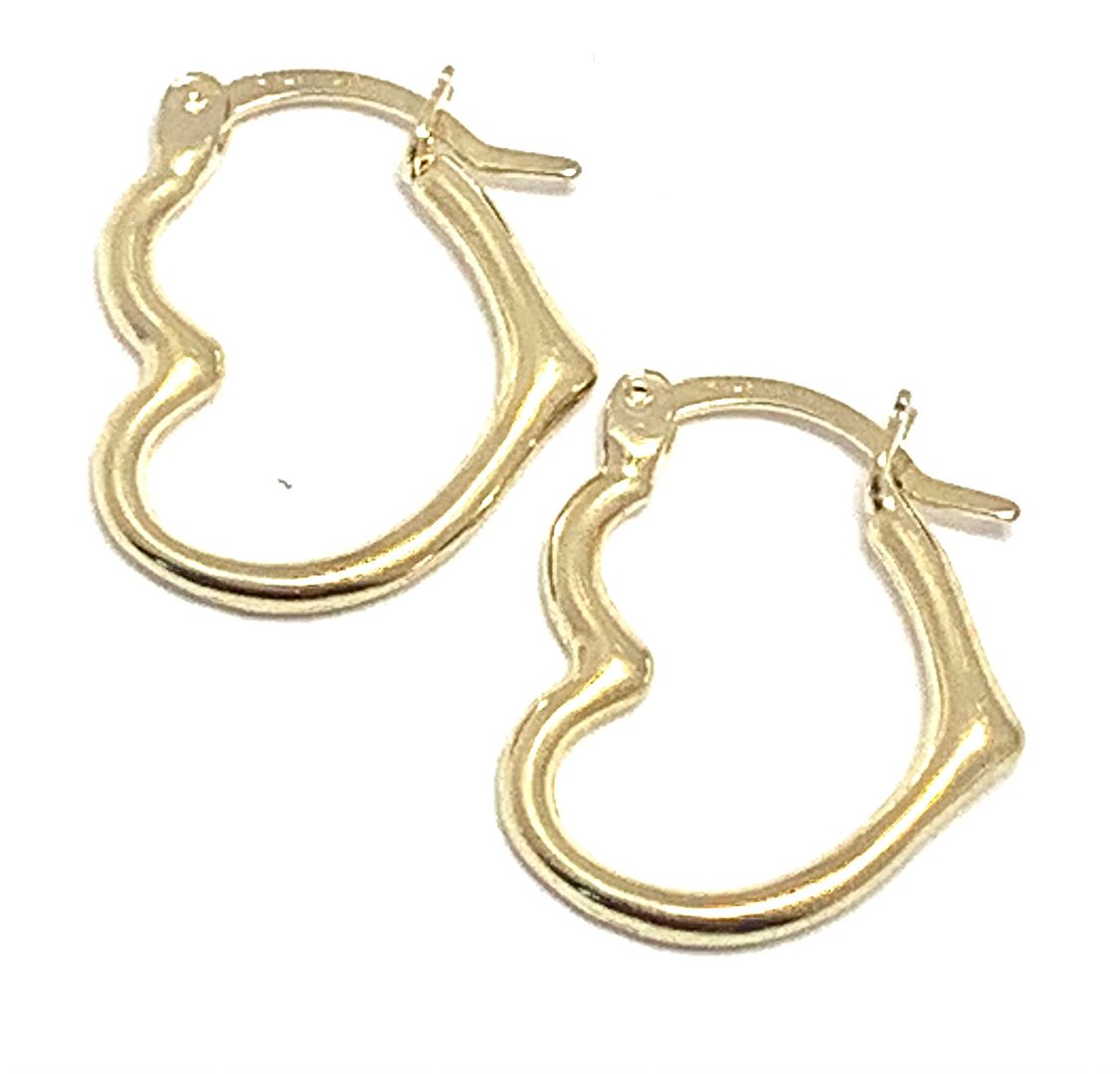 Solid 10k Yellow Gold Heart Hoop Earrings