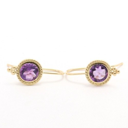Solid 14k Yellow Gold 2 00ctw Genuine Amethyst Earrings Property Room Solid 14k Yellow Gold 2 00ctw Genuine Amethyst Earrings