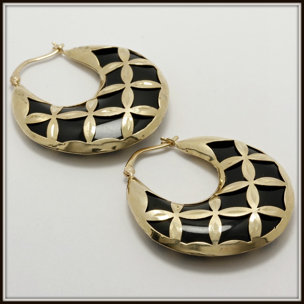 Black Onyx Hoop Earrings 14k Best All Earring Photos Kamilmaciol Com Solid 14k Yellow Gold Black Onyx Hoop Earrings Property Room