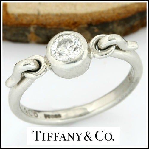 Tiffany & Co-Elsa Peretti -Platinum (950) - 0.25 ct Round Cut Diamond, Ring Size: 4