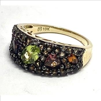 10k Yellow Gold, 2.25ctw Natural Multi-Color Gemstone Ring Size 7