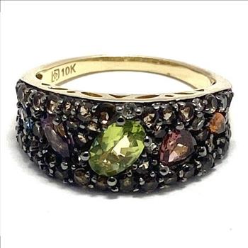 10k Yellow Gold, 2.25ctw Natural Multi-Color Gemstone Ring Size 7