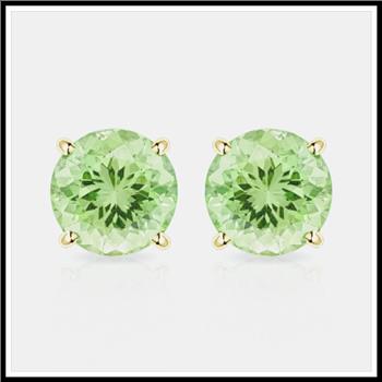 10k Yellow Gold, 4mm Peridot Stud Earrings