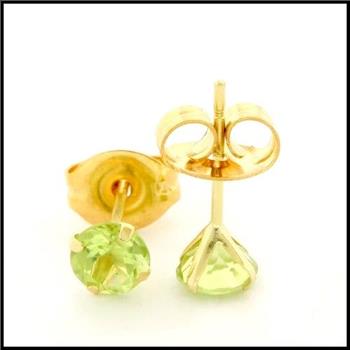 10k Yellow Gold, 4mm Peridot Stud Earrings